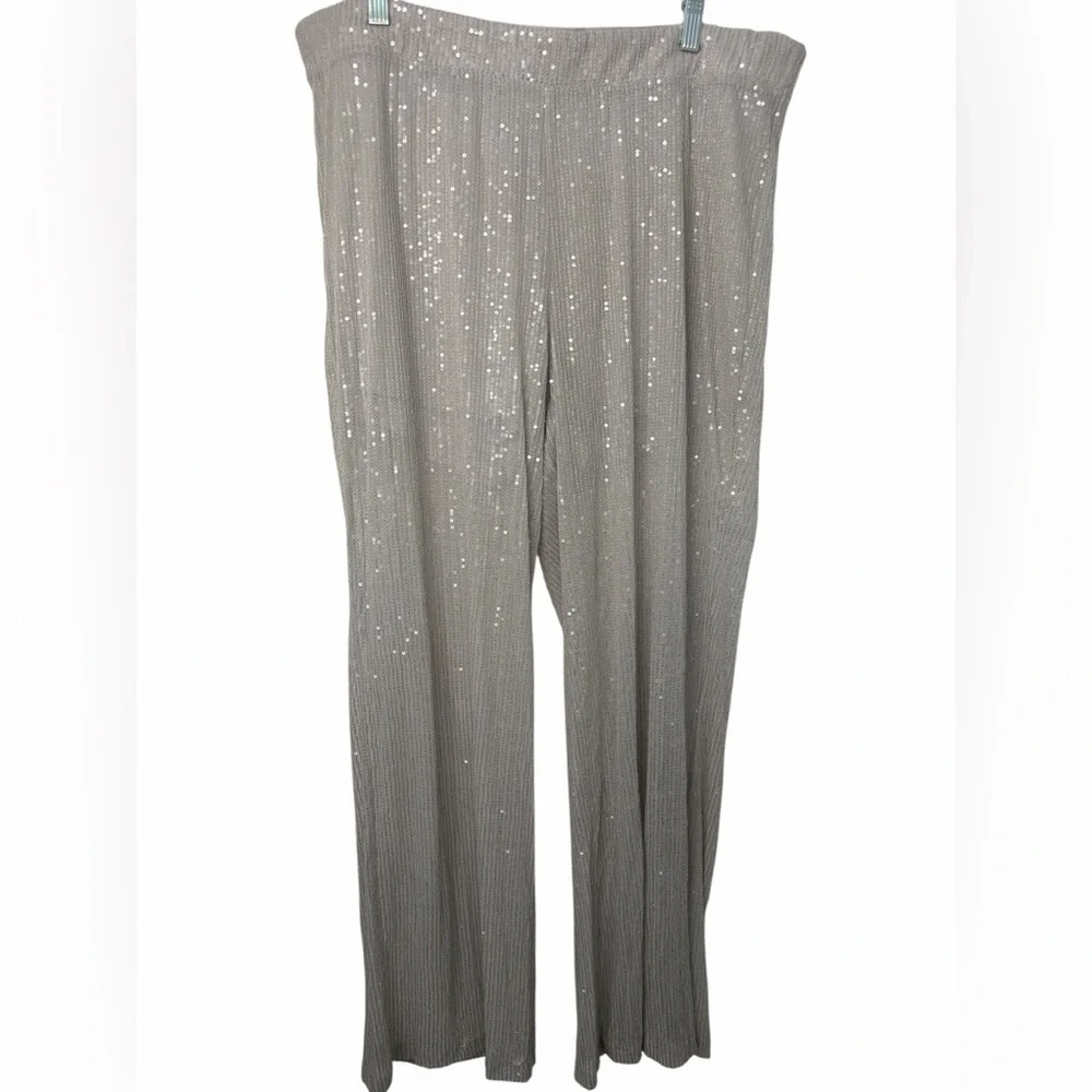 Mid-Rise Wide Leg Holiday Sequin Pants - Wild Fable Gray/Silver NWT